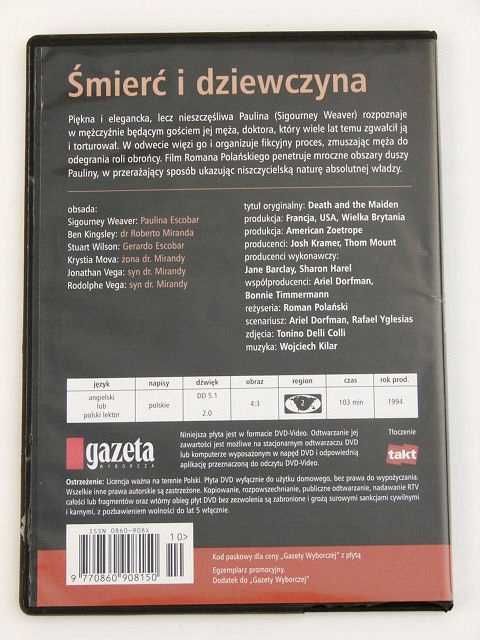 Śmierć i dziewczyna (1994) Roman Polański film DVD
