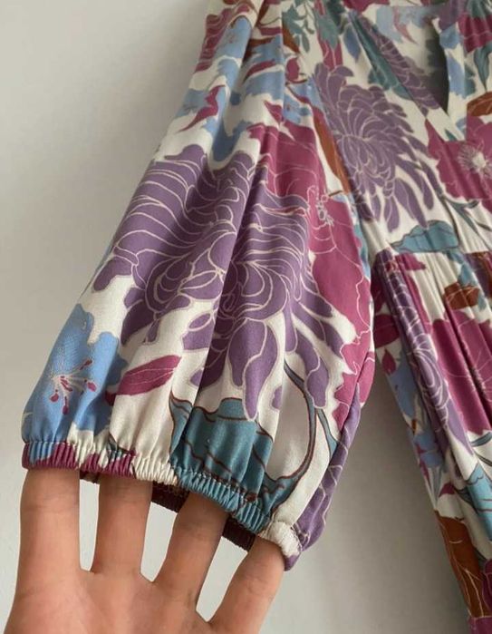 długa maxi oversize kolorowa sukienka w kwiaty Boho