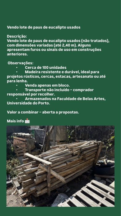 lote de paus de eucalipto usados