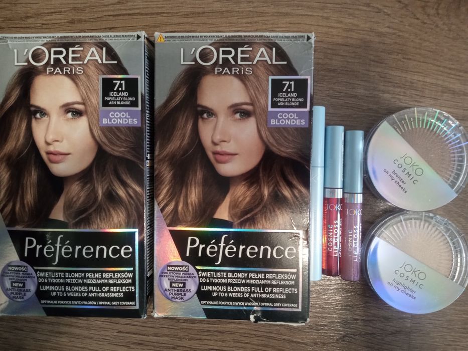 2 farby do włosów Loreal preference 7.1 popielaty blond Plus gratis