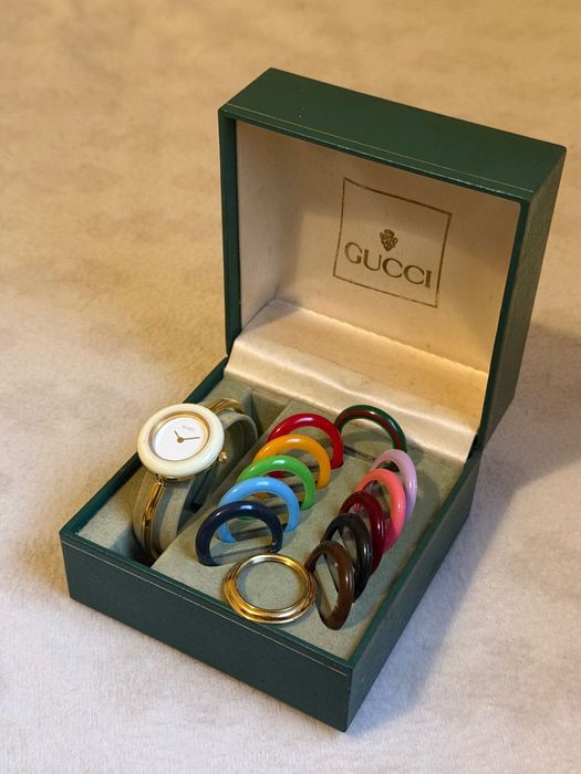 Vintage Gucci Watch with 13 Interchangeable Bezels + Original Box