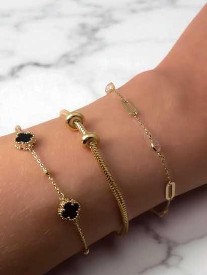 Złota, subtelna bransoletka z kamykami pr.585