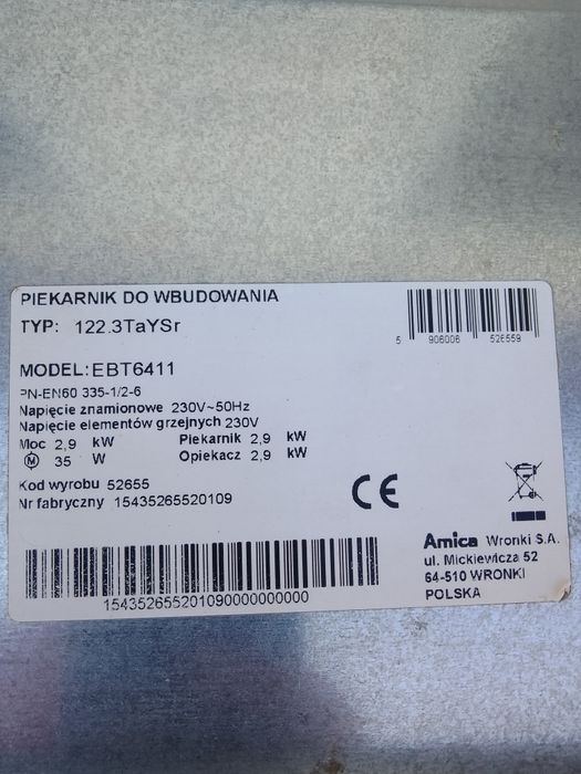 Piekarnik Amica do zabudowy