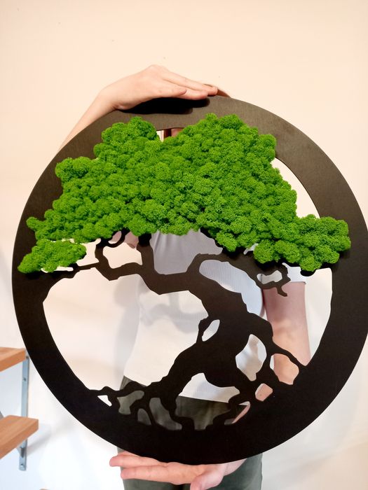 Drzewko bonsai. Obraz z mchu chroboteka 60 cm.Prezent.