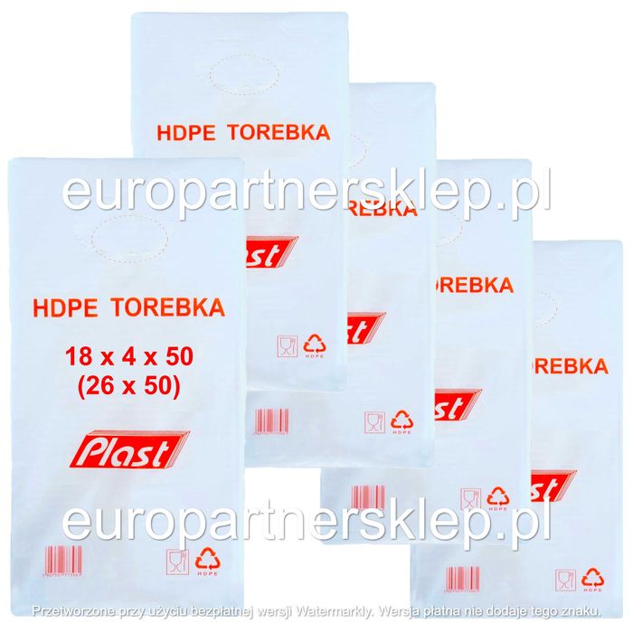 Woreczki foliowe torebki spożywcze HDPE 18/4x50 (26x50) a'800 10 opak.