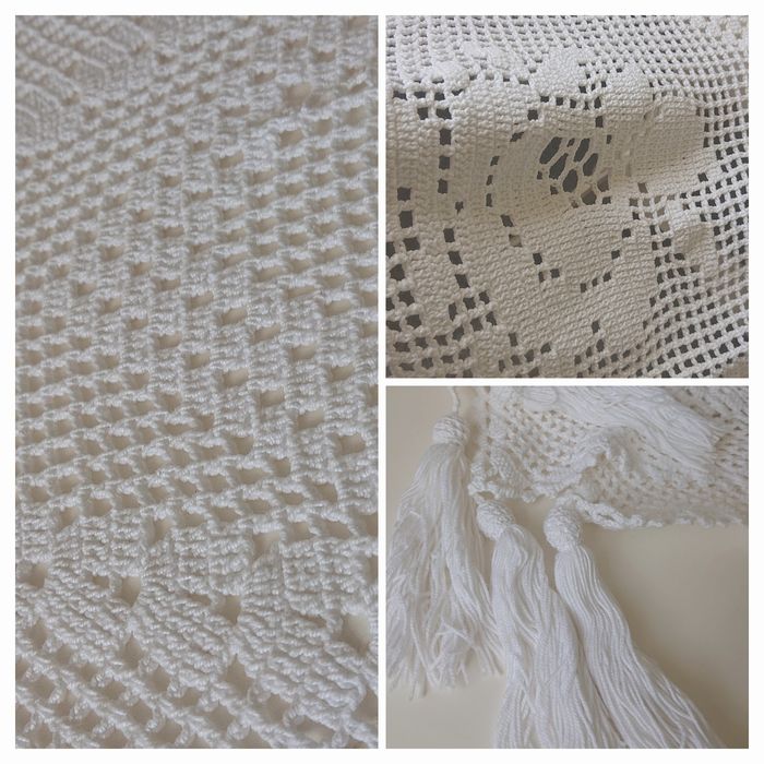 Шикарная белоснежная скатерть вязаная крючком хлопок 170#160см