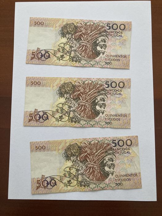 CONJUNTO 6 DE NOTAS DE 500$ MOUZINHO DA SILVEIRA NUMEROS CONSECUTIVOS
