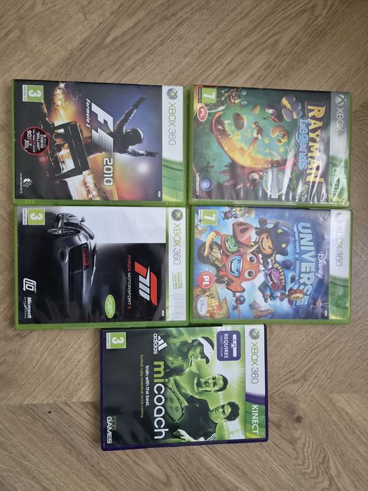 Xbox360, pad, 5 gier, zasilacz.