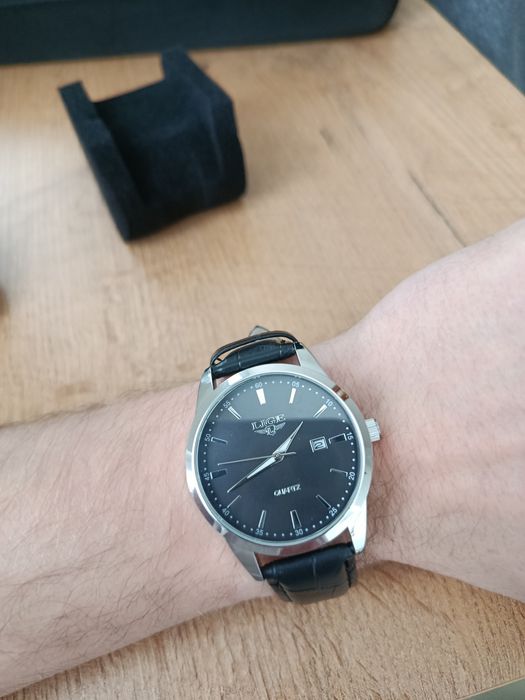 Elegancki skórzany zegarek kwarcowy Lige