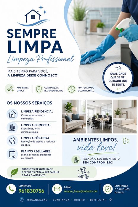 Serviços de limpeza profissional.