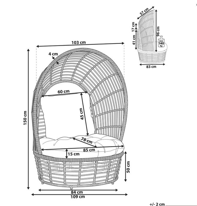 Fotel ogrodowy LIDO Rattan Beżowy