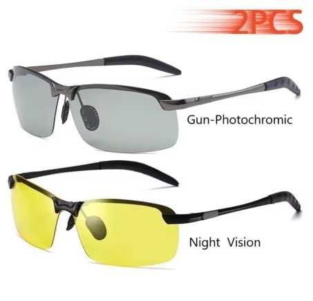 2 szt. Okulary przeciwsłoneczne fotochromowe i do jazdy nocnej.