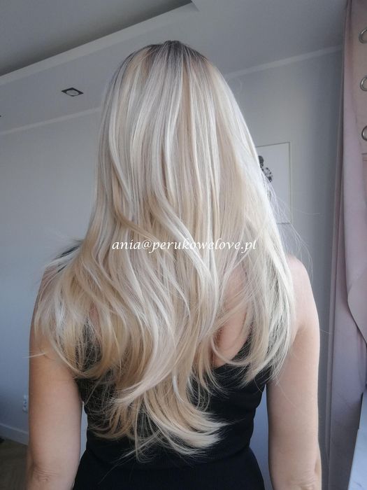 Peruka BLOND OMBRE refleksy stopniowana długie włosy jak naturalne