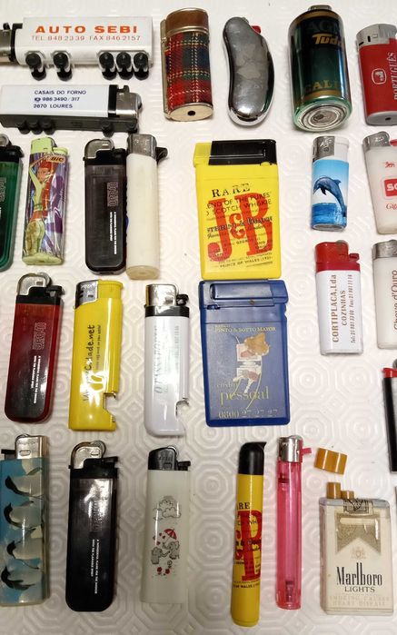 Isqueiros de coleção, marcas e outros, 65 un, lote todo por 5€