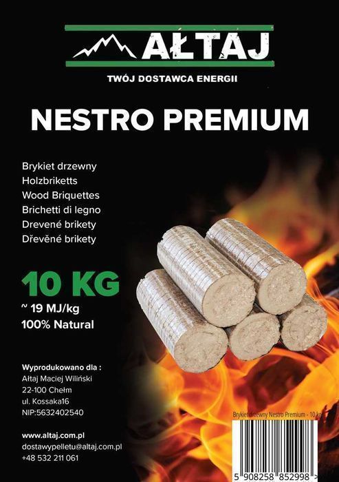 Brykiet drzewny Nestro AŁTAJ - Bydgoszcz i okolice Transport GRATIS