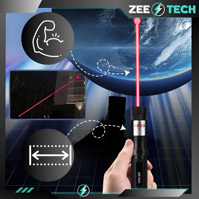 Wskaźnik Laserowy Laser Czerwony USB Mocny Pointer Duży Zasięg Akumul.