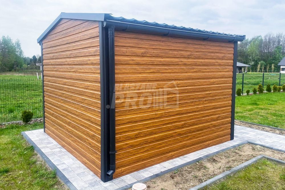 Domek Ogrodowy 3x3m Okno Blachodachówka Rynny Czarny Dwuspadowy GP366