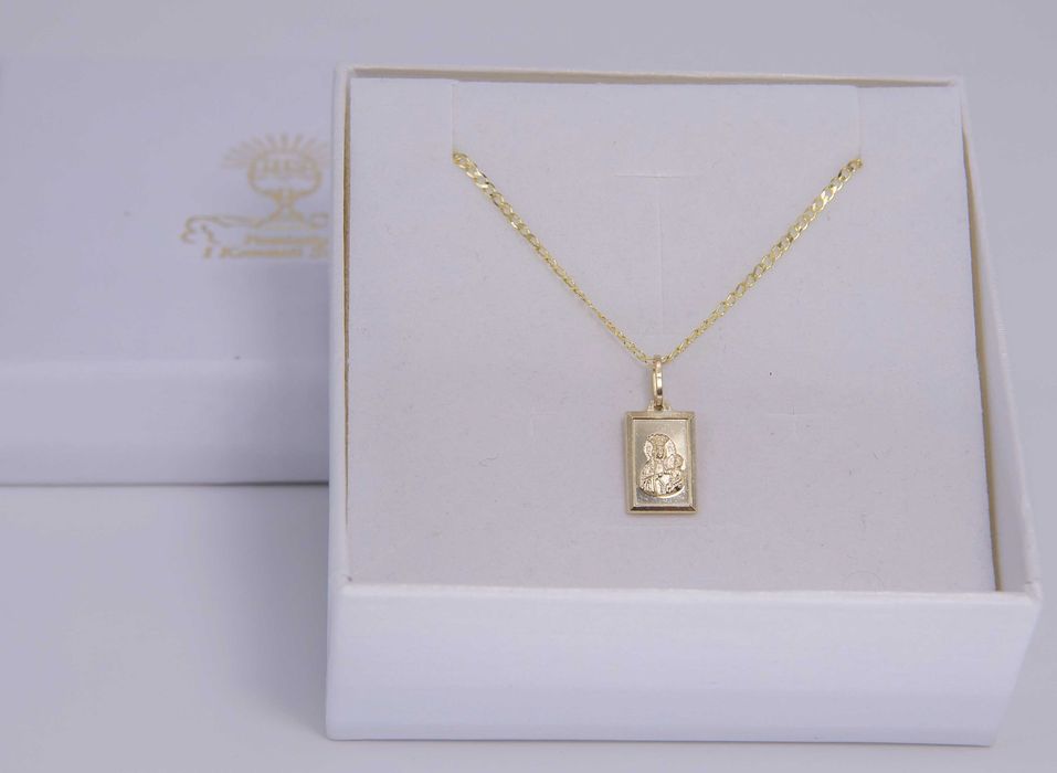 zestaw złota 585 łańcuszek + medalik 2,32g 45cm NOWY CHRZEST KOMUNIA