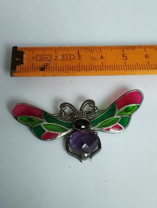 broszka srebrna puzon