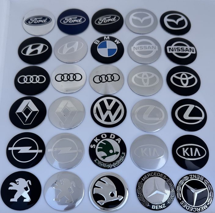 Наклейки алюмінієві 56мм 65мм VW BMW Audi Mercedes Skoda Renault Opel