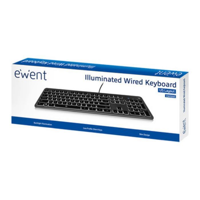Teclado Ewent EW3270 Retroiluminado USB Preto (PT)