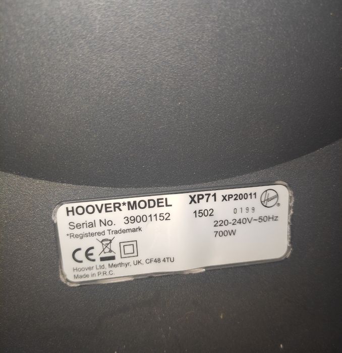 Odkurzacz bezworkowy Hoover xarion 700wat model Xp71 / xp20011