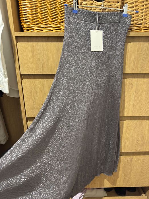 Трикотажна спідниця МАКСІ  з люрексом COS подіумна