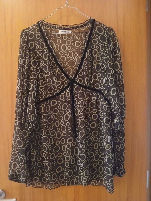 Blusa caqui transparente tam. L