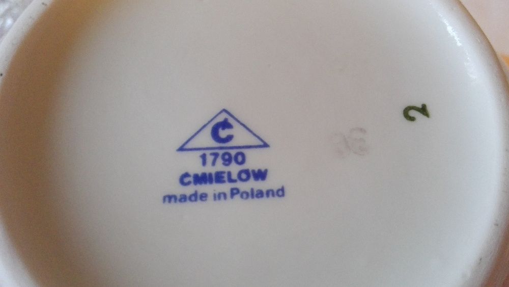 Serwis do kawy, wazon, stara porcelana Ćmielów, 6 osób