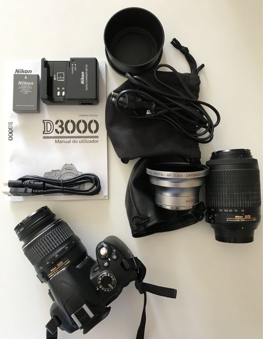 Nikon D3000 +objetiva+teleobjetiva