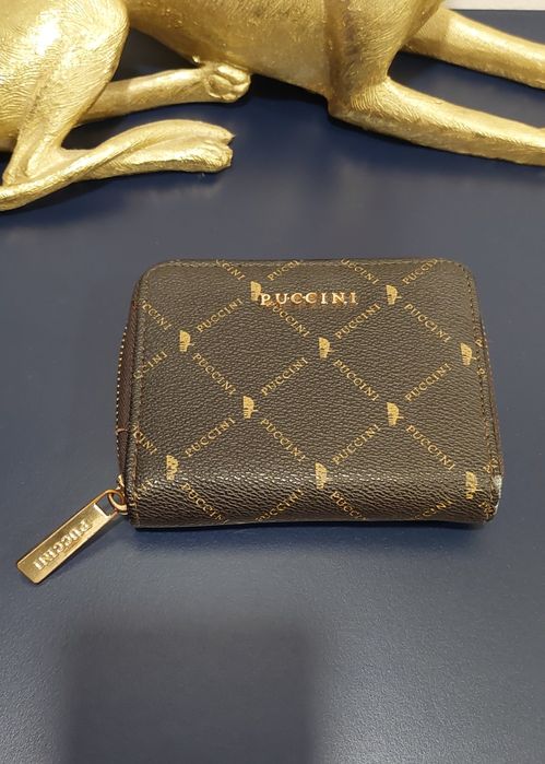 Portfel Puccini Monogran brąz zloto