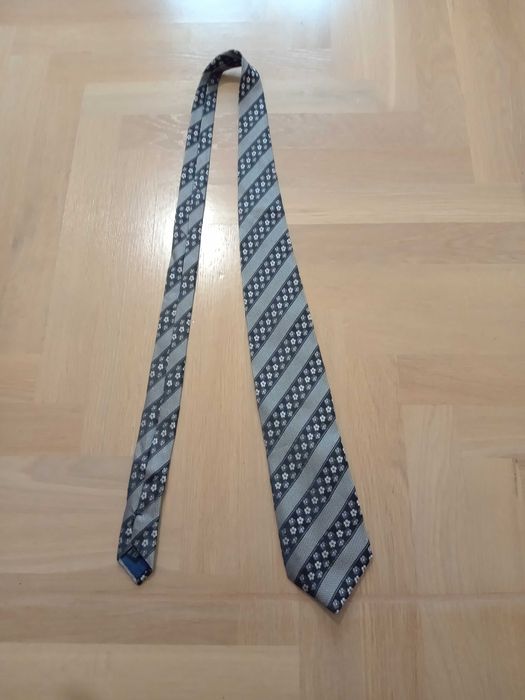 Kenzo krawat Homme tie 100% jedwab kwiaty szary srebrny