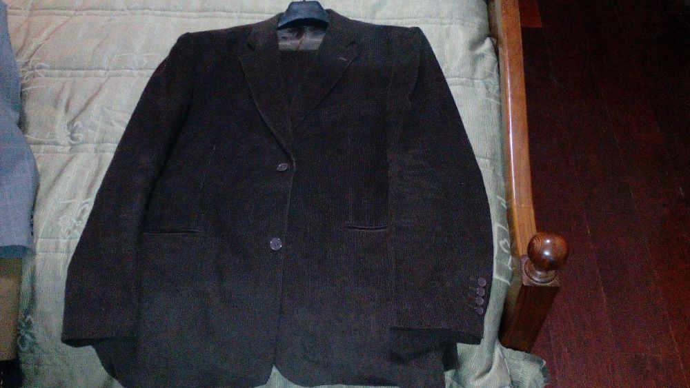 Fato bombazine castanho escuro completo - Calça 50 Casaco 60