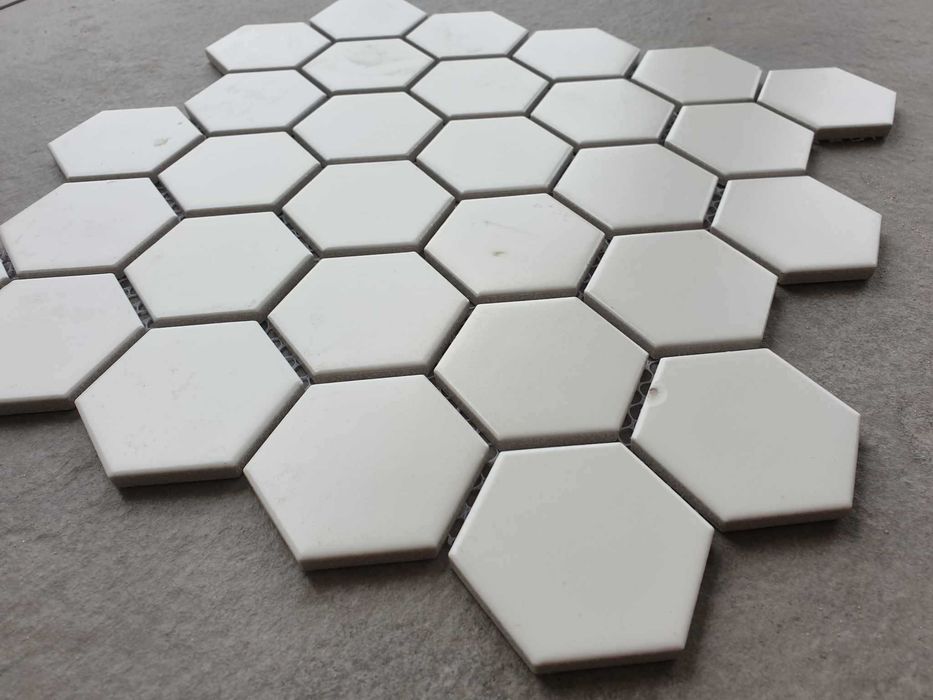 Mozaika ceramiczna heksagon white biały matowy DUNIN
