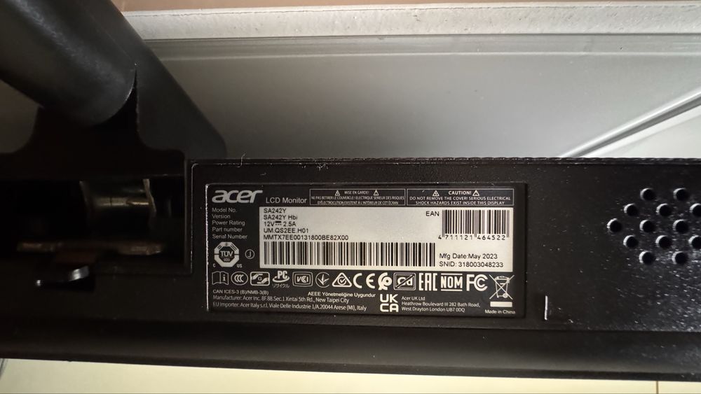 Monitor Acer SA242Y Hbi – 23,8” Full HD