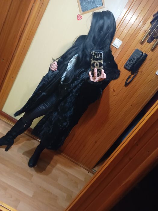 Futro damskie zimowe prawdziwe z kozic górskich L