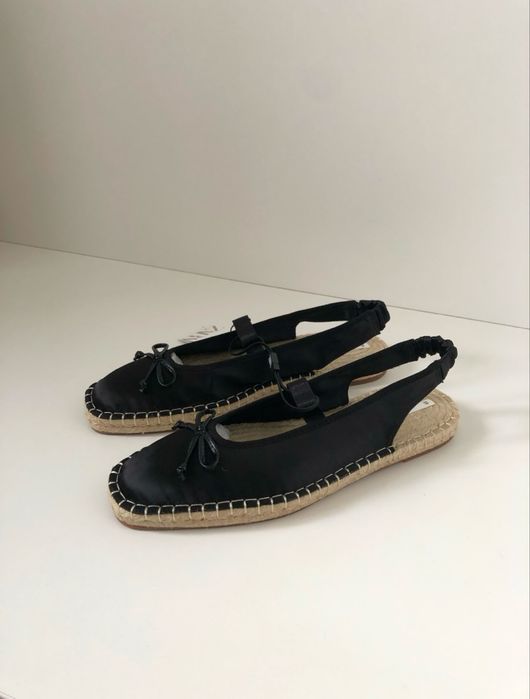 Zara czarne satynowe espadryle baletki baleriny mary jane