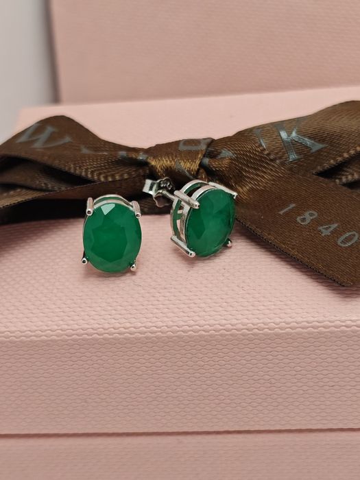 Kolczyki srebrne 925 z zielona cyrkonią