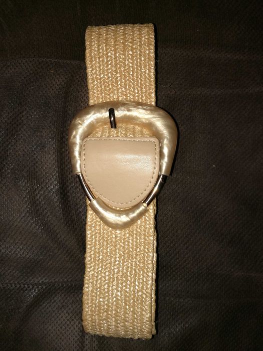 Pasek gumowy regulowany damski jasny beż