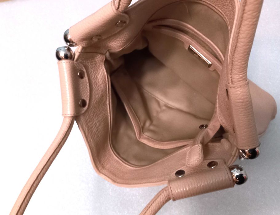 Torebka skórzana VALENTINA ITALIA skóra kremowa pojemna