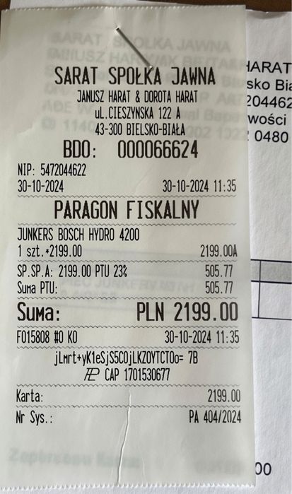 Junkers HYDRO 4200 WRD 10-4KB Gwarancja, jak nowy 17,4 kW okazja!