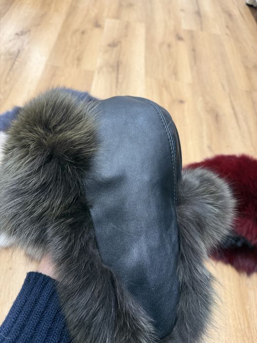 Шапка ушанка лиса белая синяя  зеленая бордовая