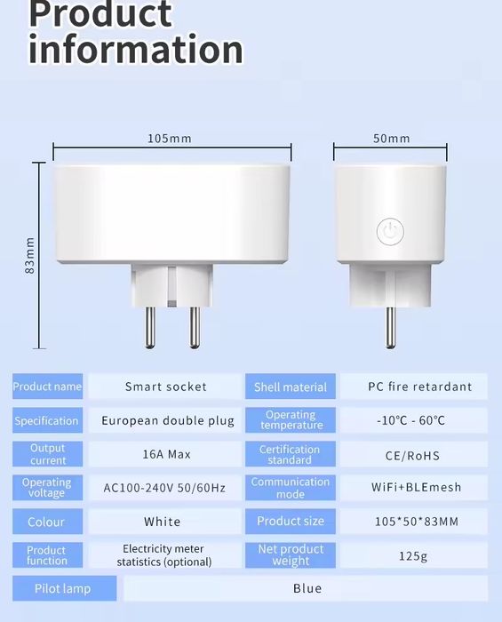 Tomada dupla inteligente wi-fi 20A.
