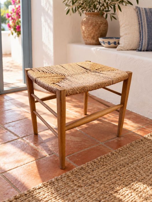 Banco / Banqueta Zara Home em Madeira de Freixo e Erva-Marinha