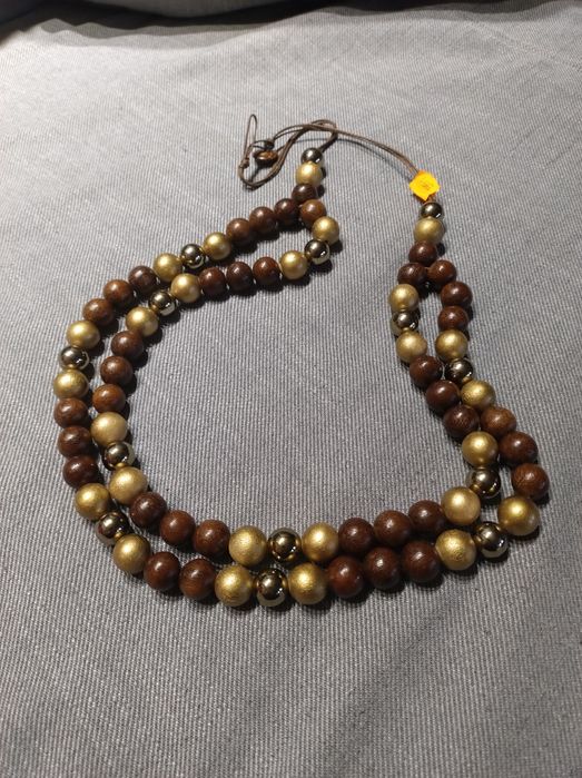 NOWY naszyjnik brązowy złoty