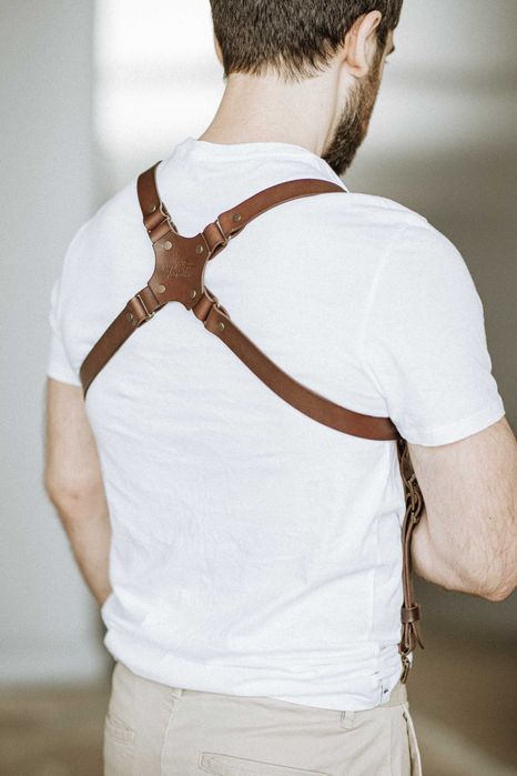 Чоловічі шкіряні підтяжки. Стильні чоловічі підтяжки. Підтяжки.
