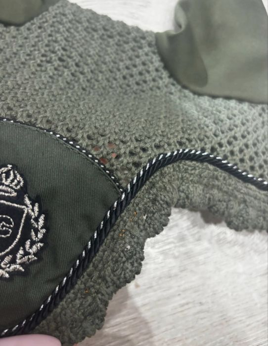 Piekny, bawelniany nausznik dla konia FULL khaki