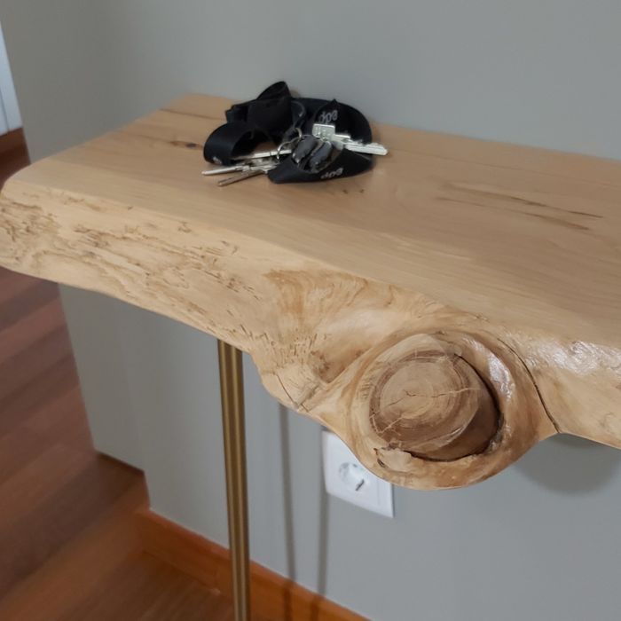 Consola de hall madeira natural 80 x 30 x 70 cm