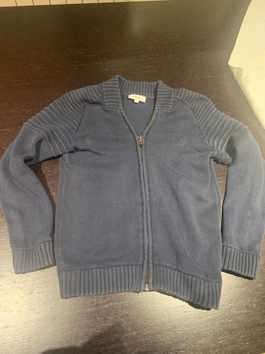 Casaco malha azul escuro