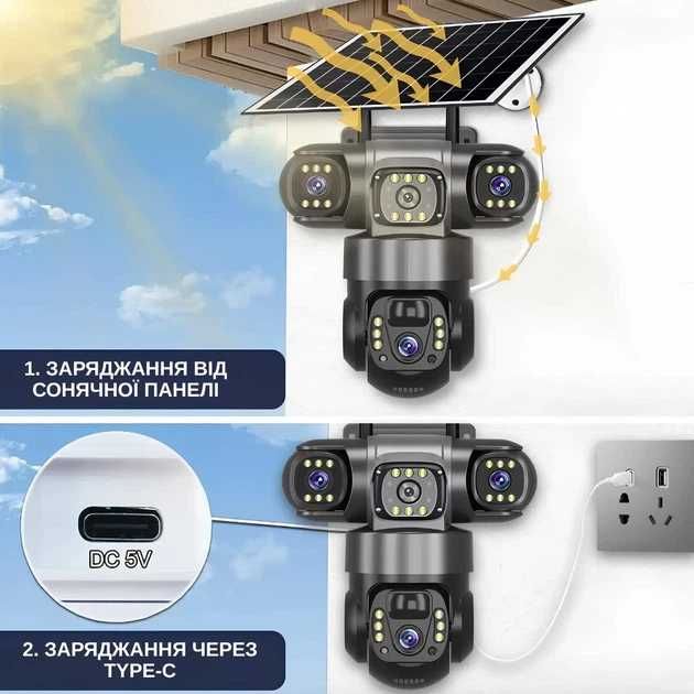 Потрійна сонячна камера 12Мп 4G Cім з панелью в380pro АВТОНОМНА S30
